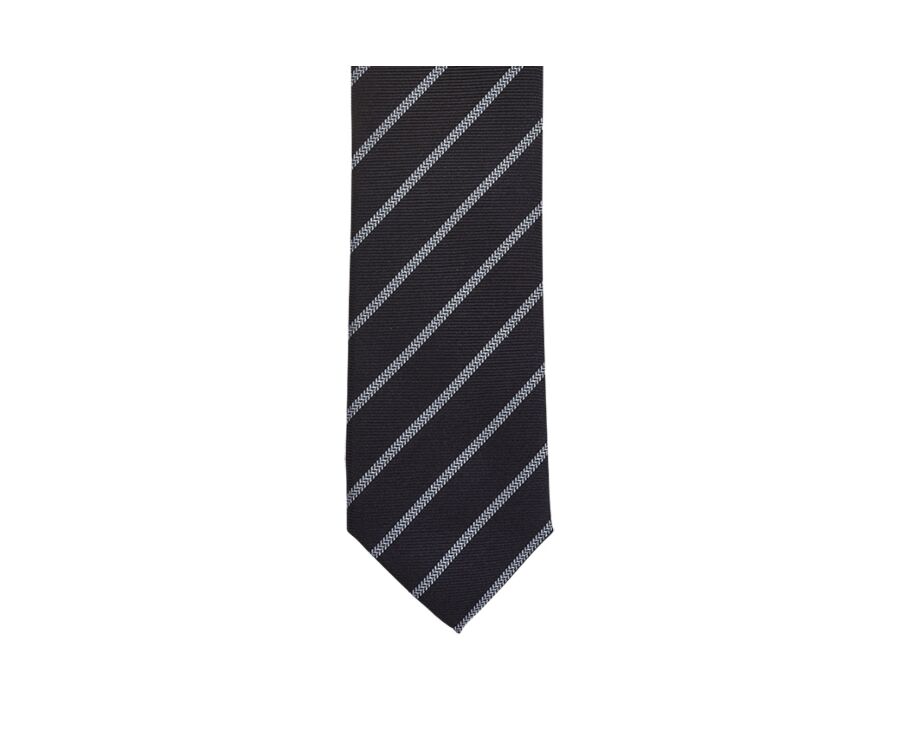 Navy and Sky Blue Striped Silk Tie