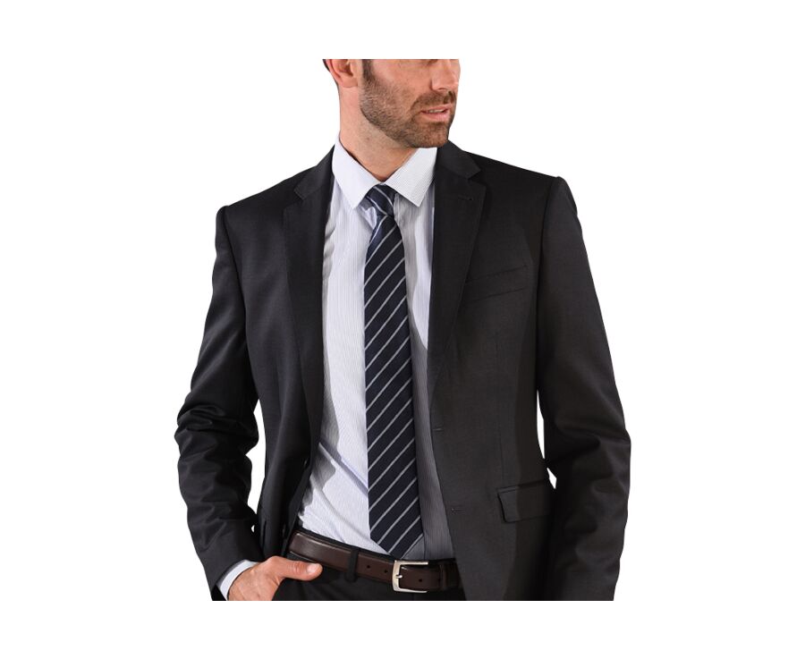 Navy and Sky Blue Striped Silk Tie