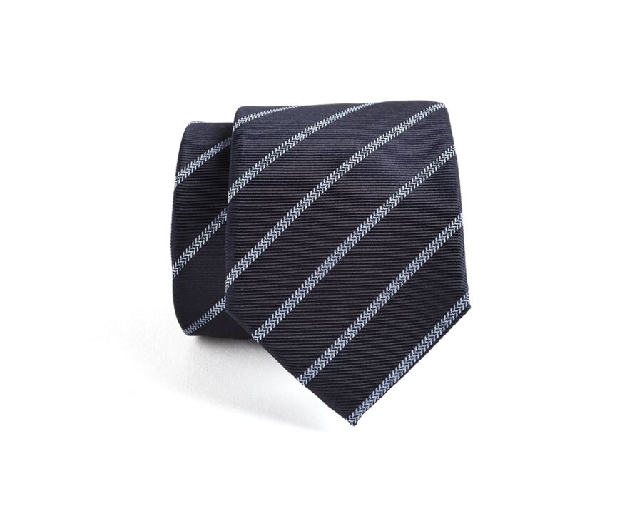 Navy and Sky Blue Striped Silk Tie