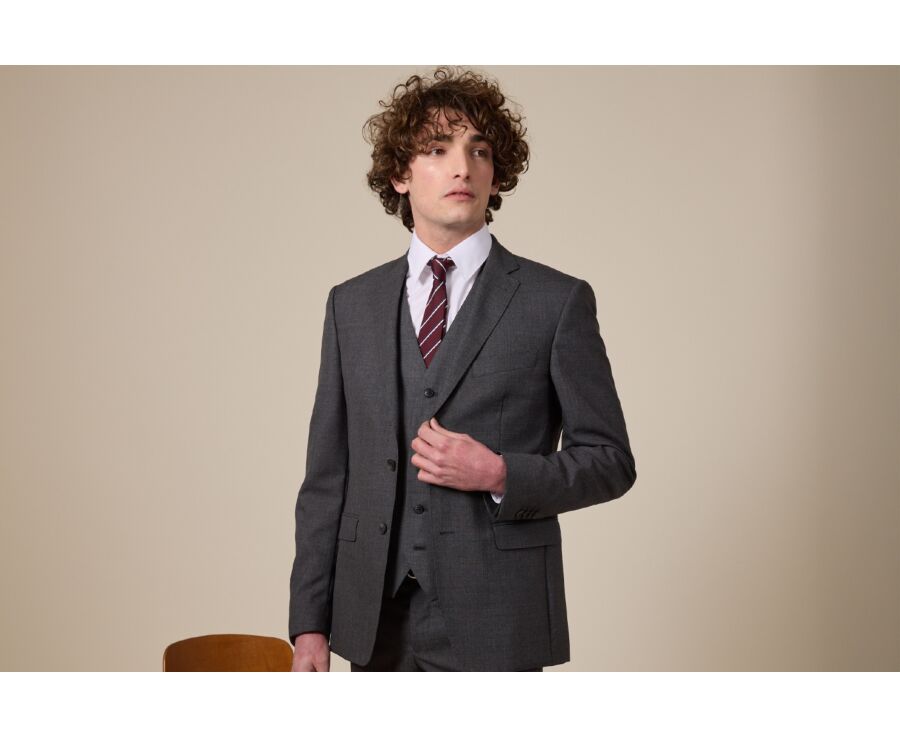 Burgundy Navy Bleu and Ecru Striped Silk Tie