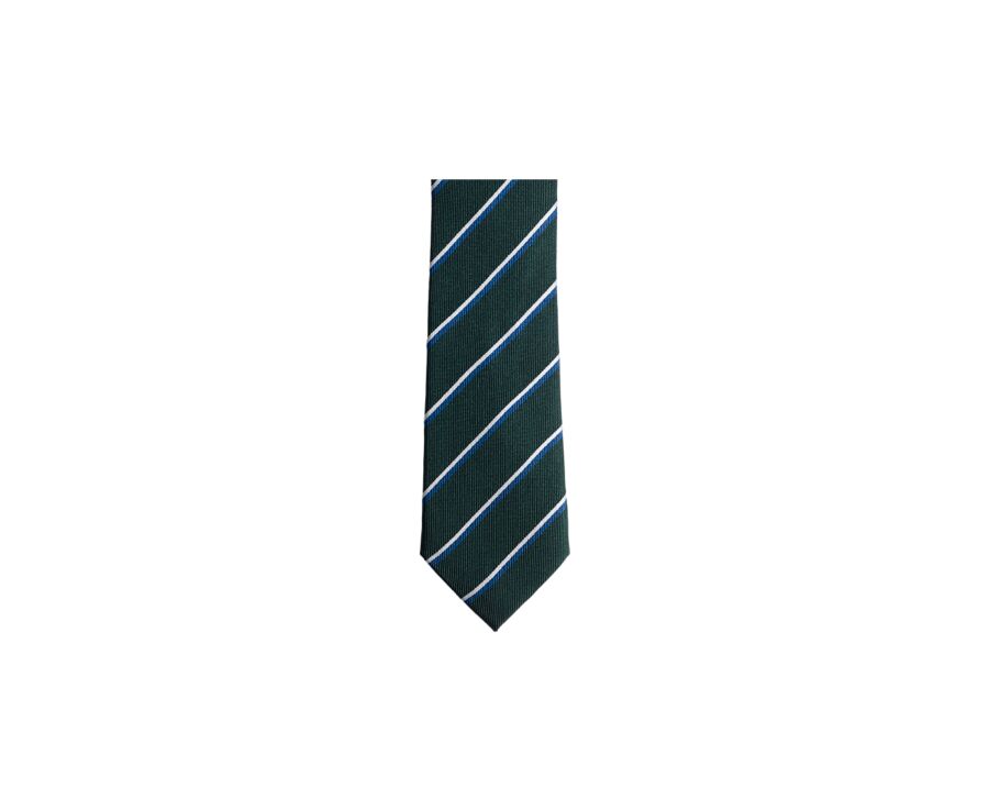 Green bleu and Ecru Striped Silk Tie