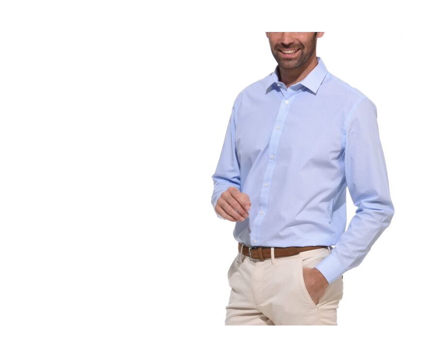 White printed shirt - blue patterns - Straight collar - OSCAR