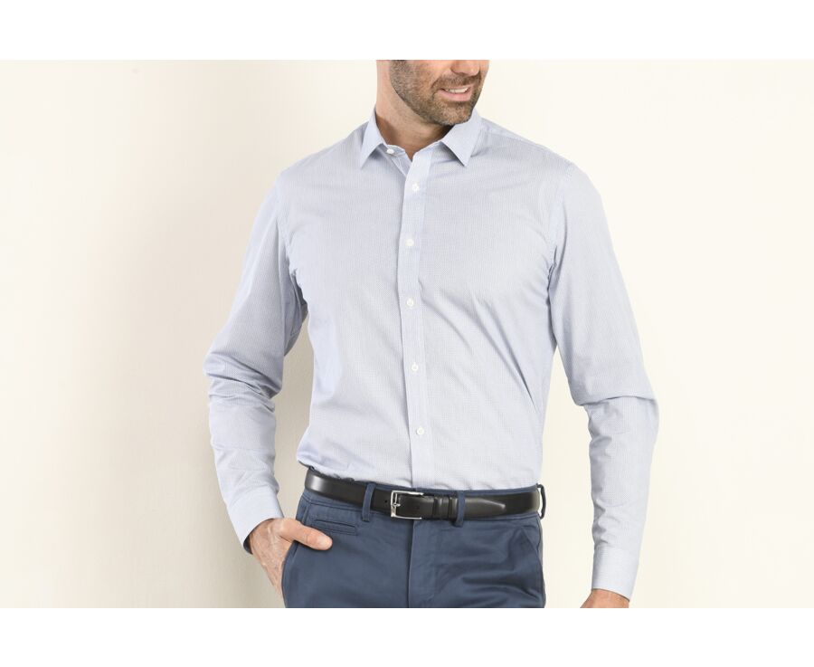 White shirt printed with navy blue patterns - OSCAR