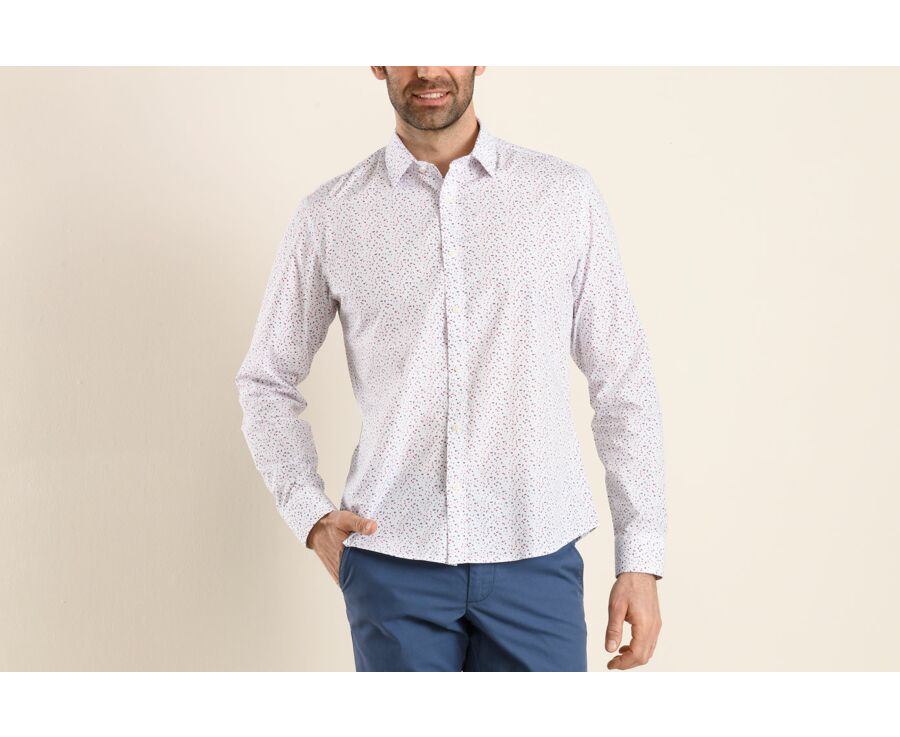 White Cotton shirt with red and blue print - RODRIGUES