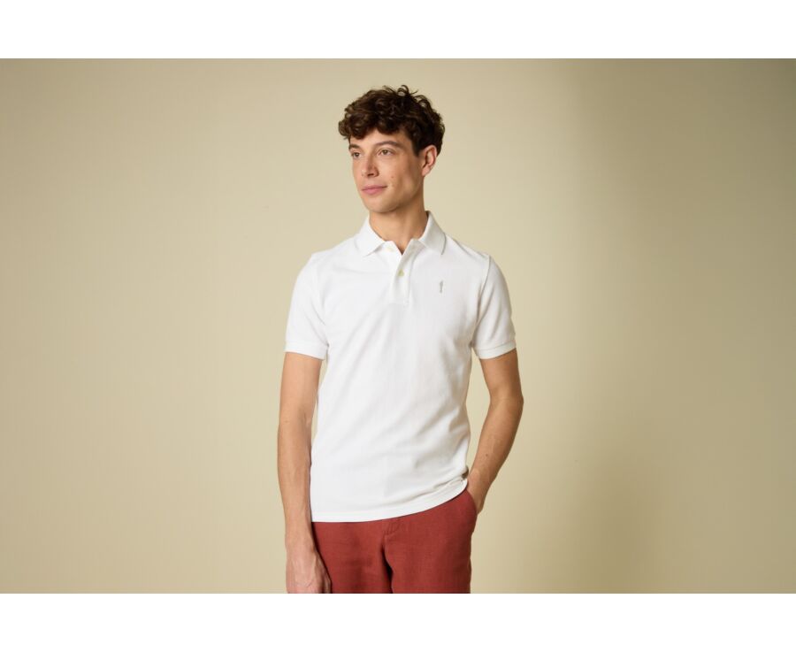 White Men's cotton polo shirt - ANDY II