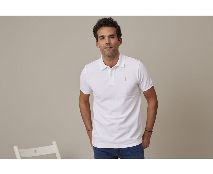 White Men's cotton polo shirt - ANDY II