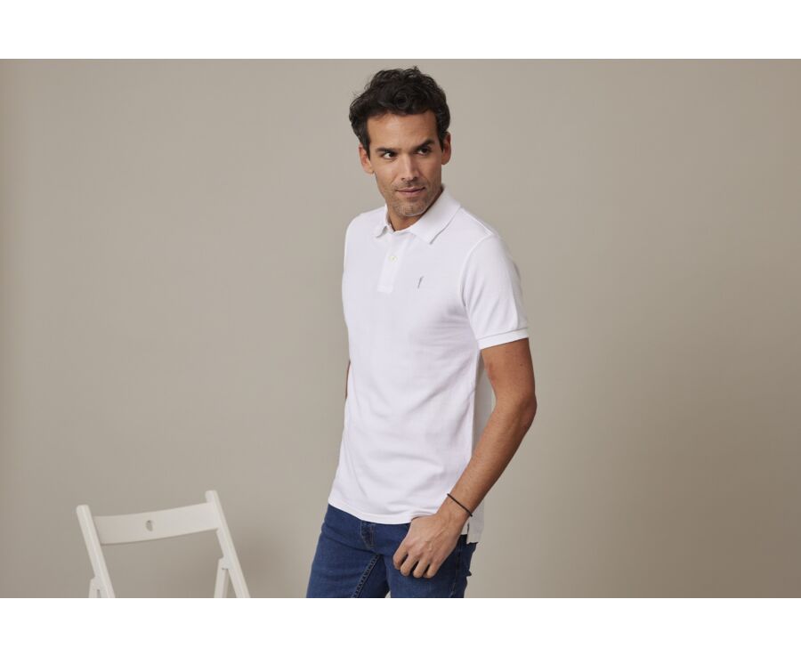 White Men's cotton polo shirt - ANDY II