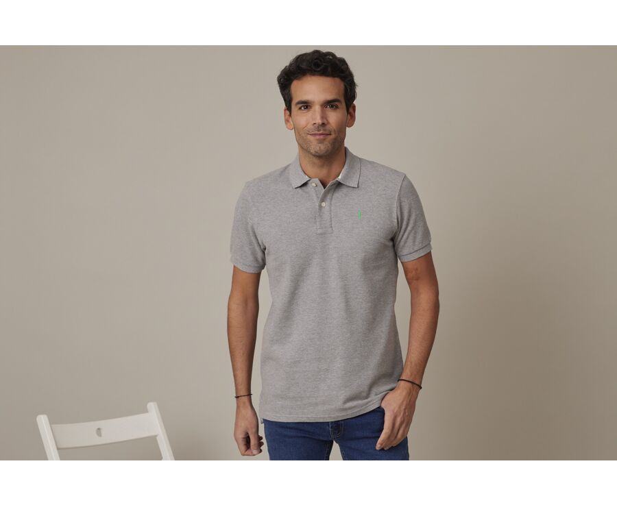 Grey Melange Men's polo shirt - ANDY II