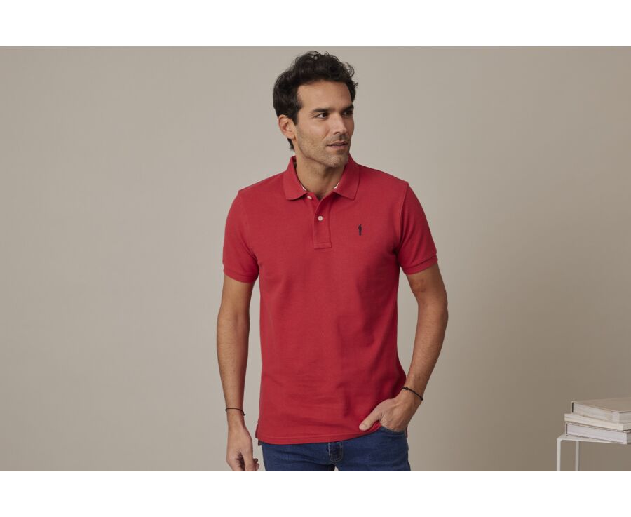 Deep Red Melange Men's polo shirt - ANDY II