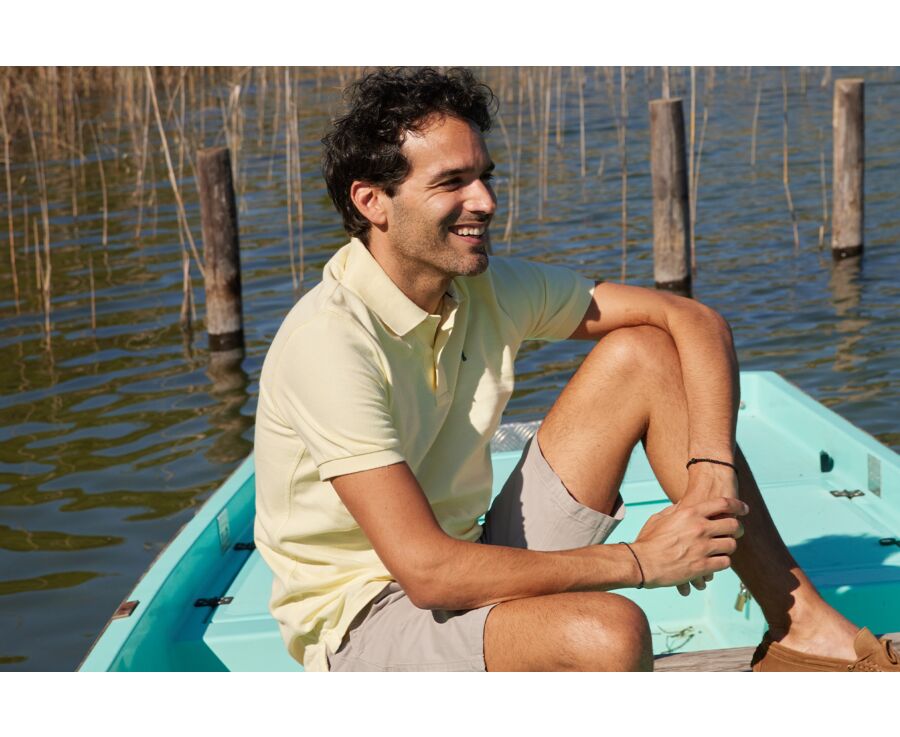 Pale Yellow Men's polo shirt - ANDY II