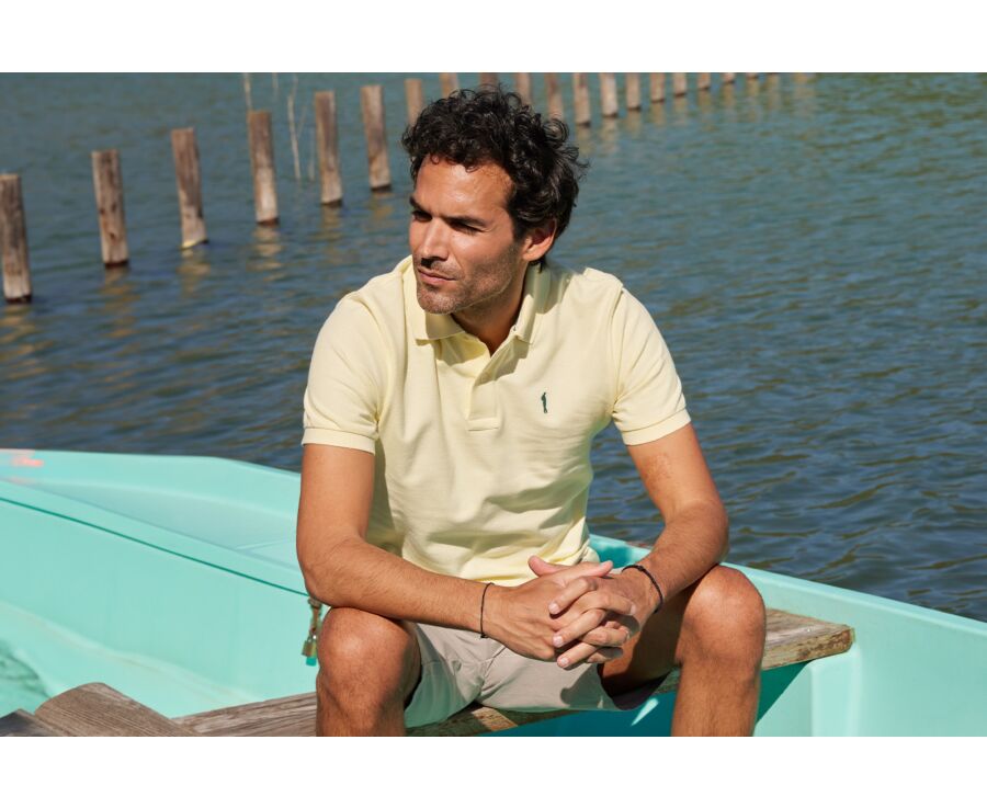 Pale Yellow Men's polo shirt - ANDY II