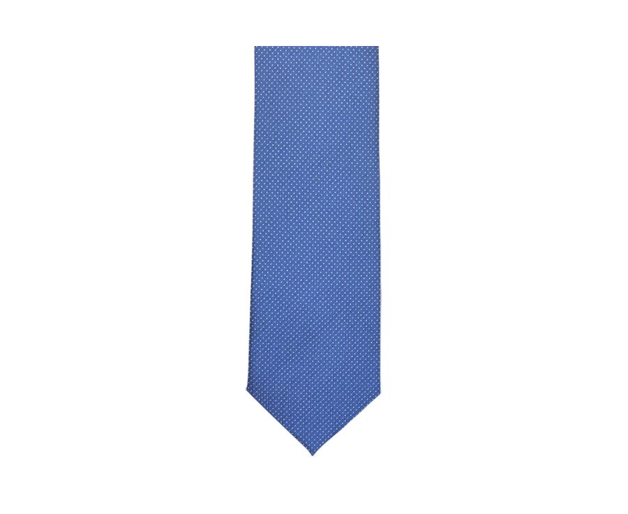 Blue Silk Tie with White Micro dots
