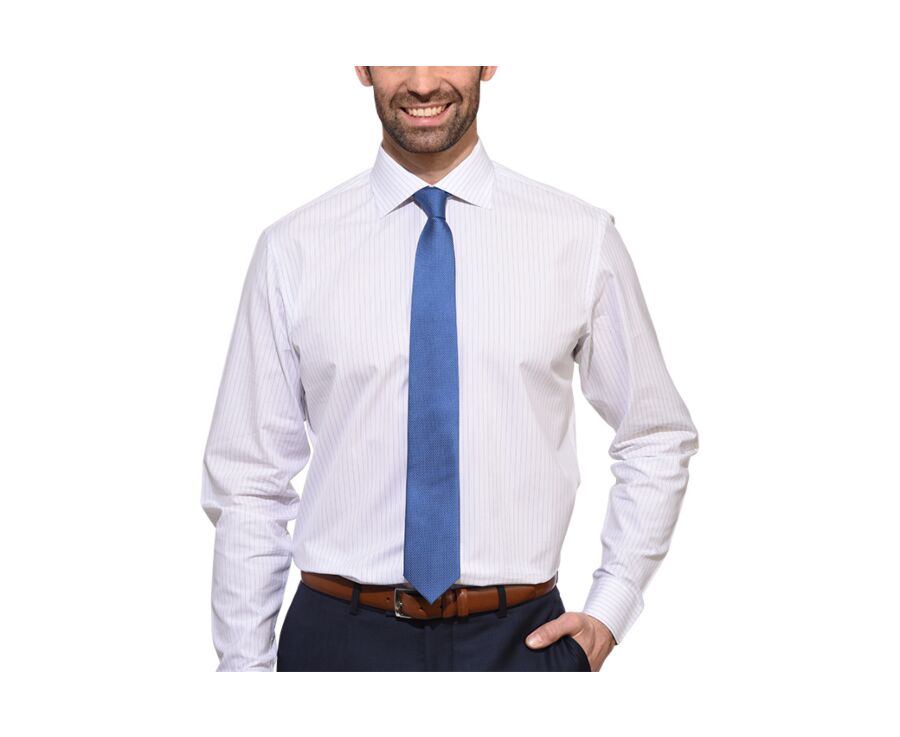 Blue Silk Tie with White Micro dots