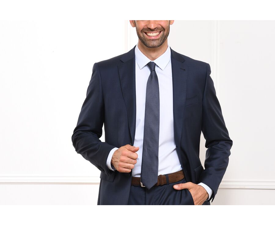 Petrol Blue Tie with Navy Micro dots