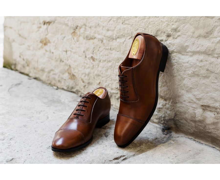 Patina Cognac Men's Oxford shoes - Leather outsole - RINGWOOD