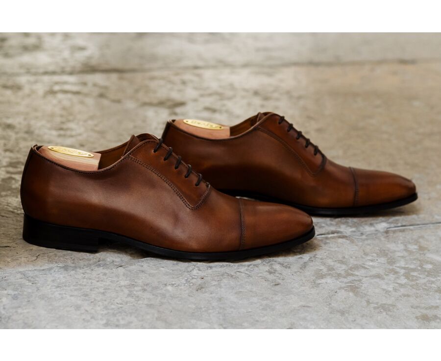 Patina Cognac Men's Oxford shoes - Leather outsole - RINGWOOD