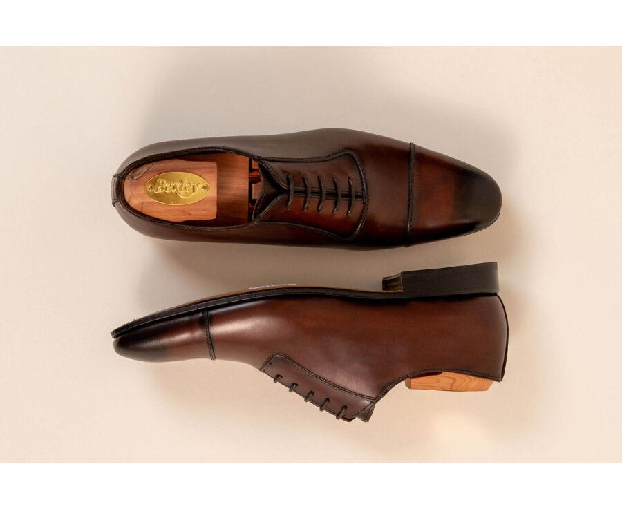 Men’s chocolate patinated leather Oxford shoes - RINGWOOD