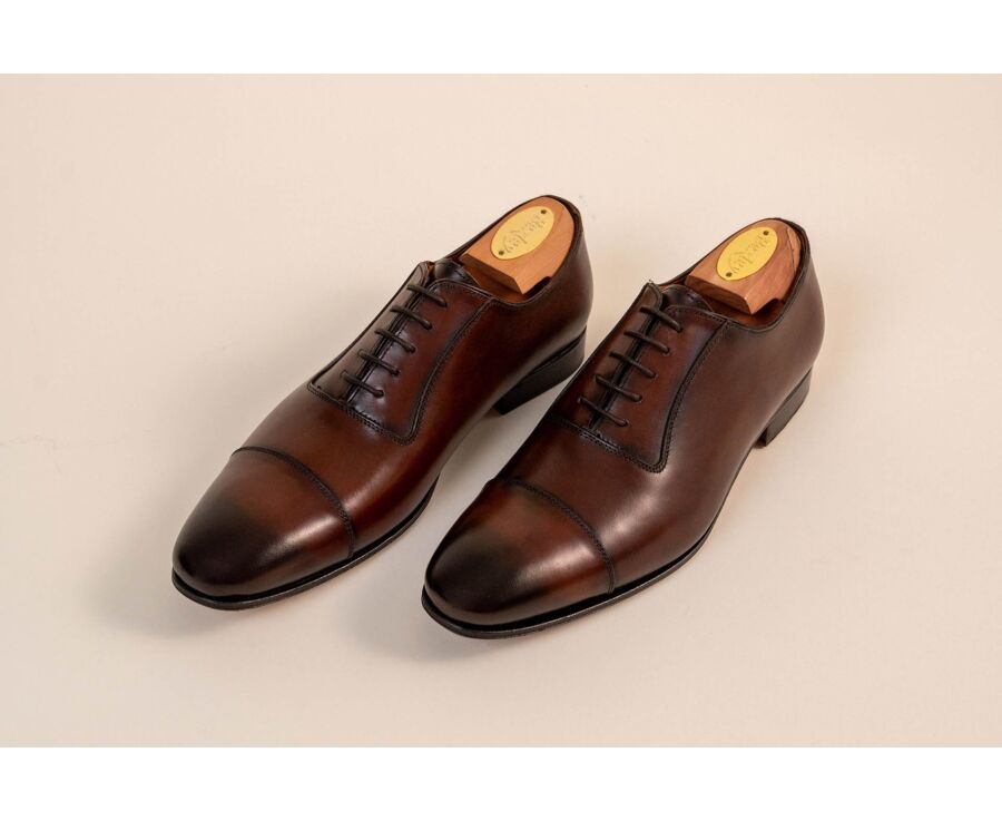 Men’s chocolate patinated leather Oxford shoes - RINGWOOD