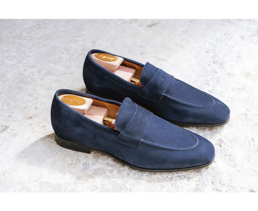 Navy Suede Loafers - BRIONE