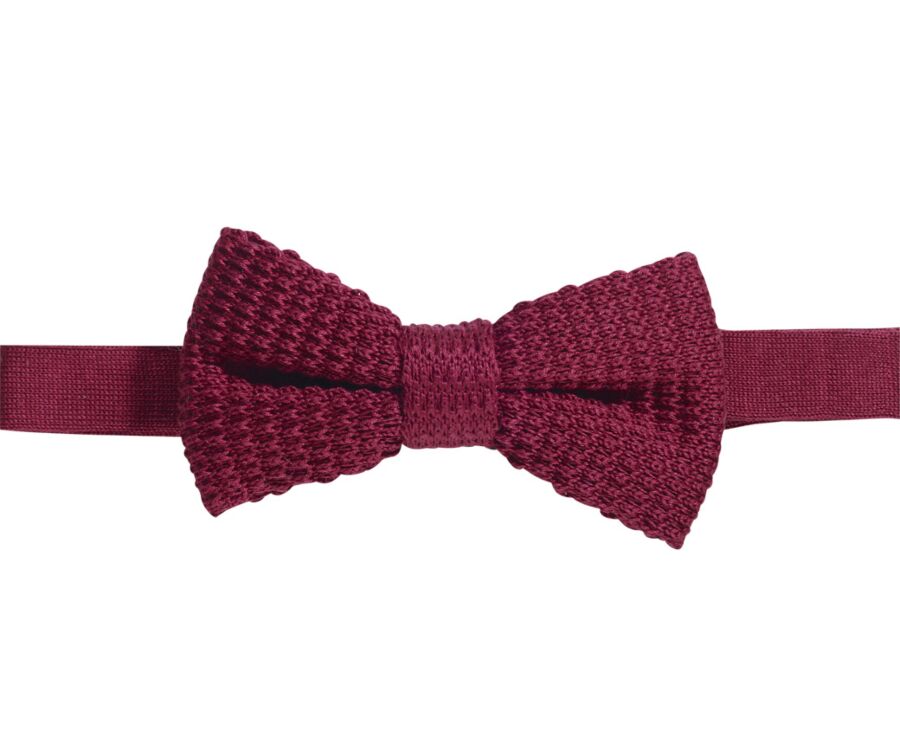 Burgundy Woolen Bow Tie