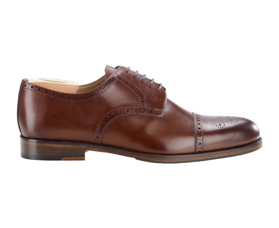 Patinated chestnut  Derby Shoes - Leather outsole & rubber pad - BALDERTON PATIN
