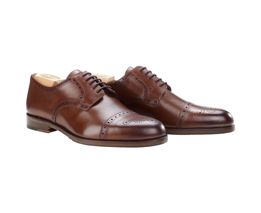 Patinated chestnut  Derby Shoes - Leather outsole & rubber pad - BALDERTON PATIN