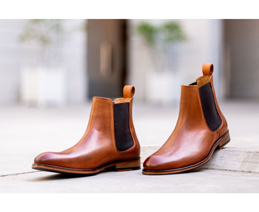 Hazelnut Leather Chelsea Boots - DAWSON II PATIN