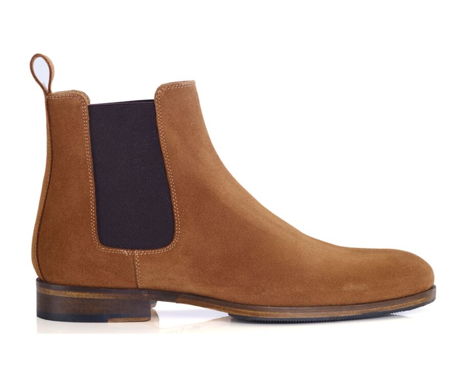 Cognac Suede Chelsea Boots - DAWSON II PATIN