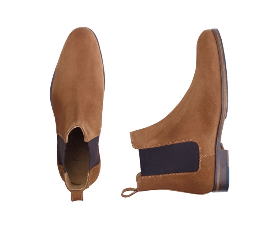 Cognac Suede Chelsea Boots - DAWSON II PATIN