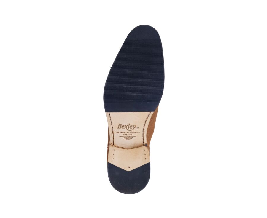 Cognac Suede Chelsea Boots - DAWSON II PATIN