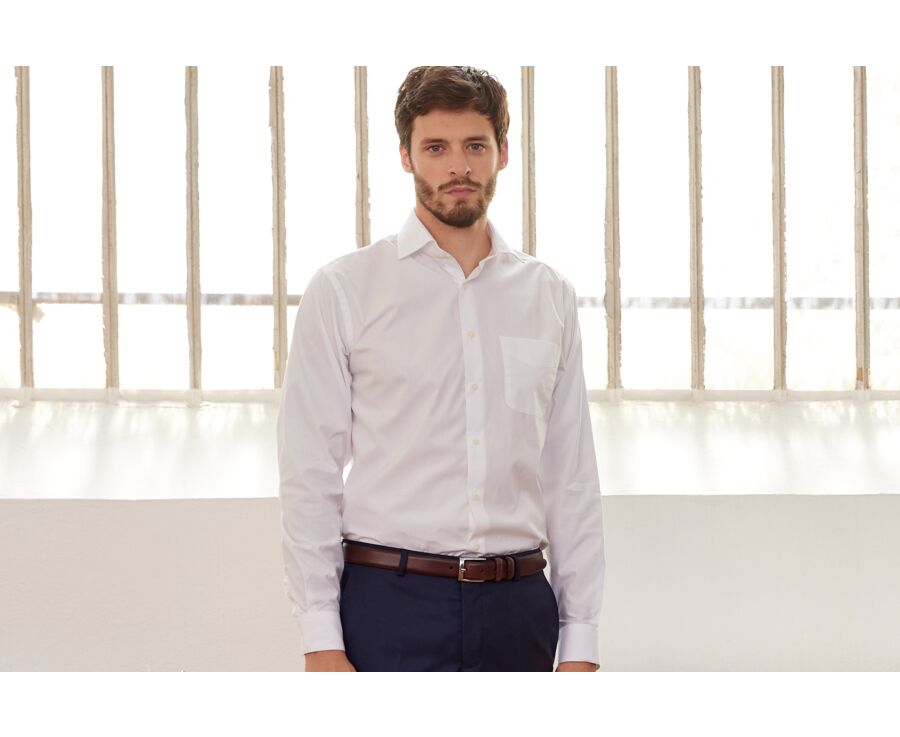 White Cotton shirt - Chest pocket - ALBERTO II CLASSIC