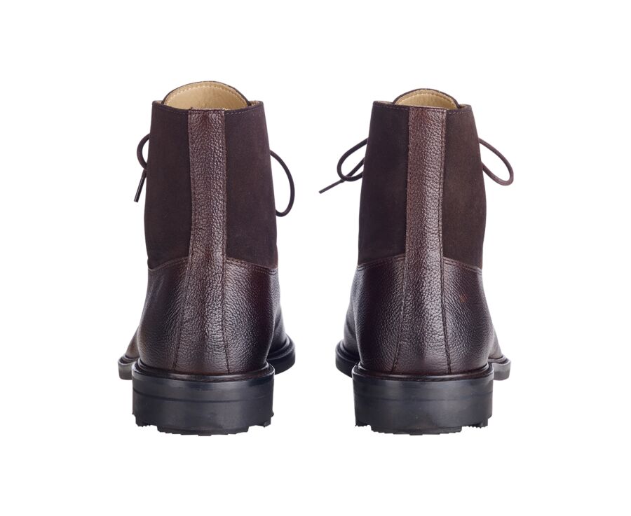 Chocolate Grained Leather Boots - KENT HIGH GOMME COUNTRY