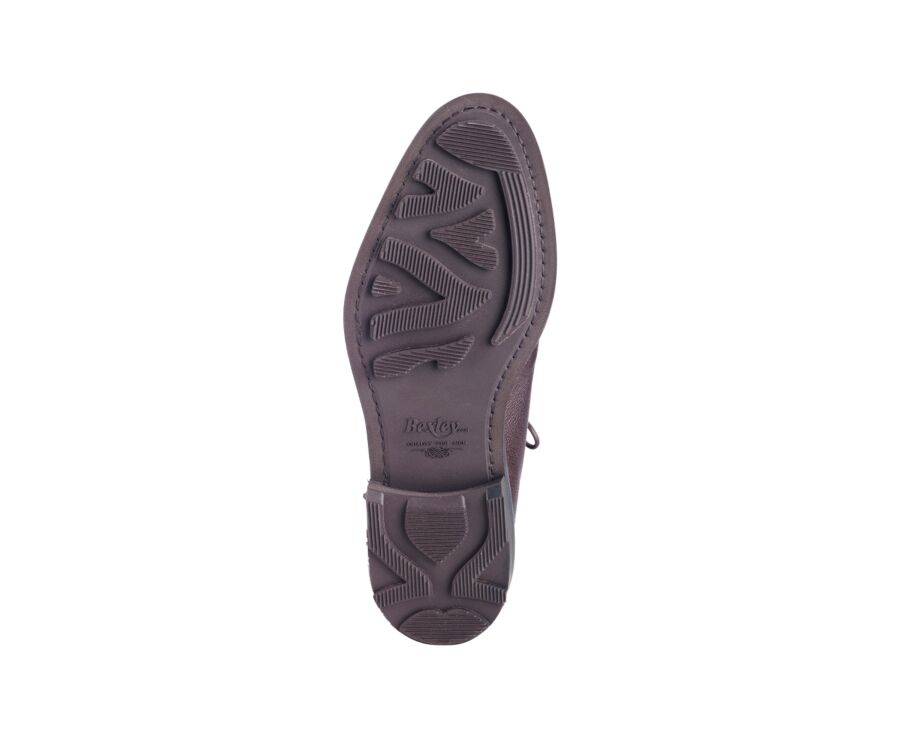 Chocolate Grained Leather Boots - KENT HIGH GOMME COUNTRY