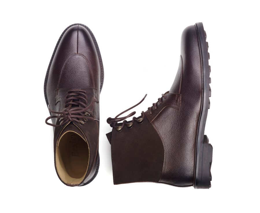 Chocolate Grained Leather Boots - KENT HIGH GOMME COUNTRY