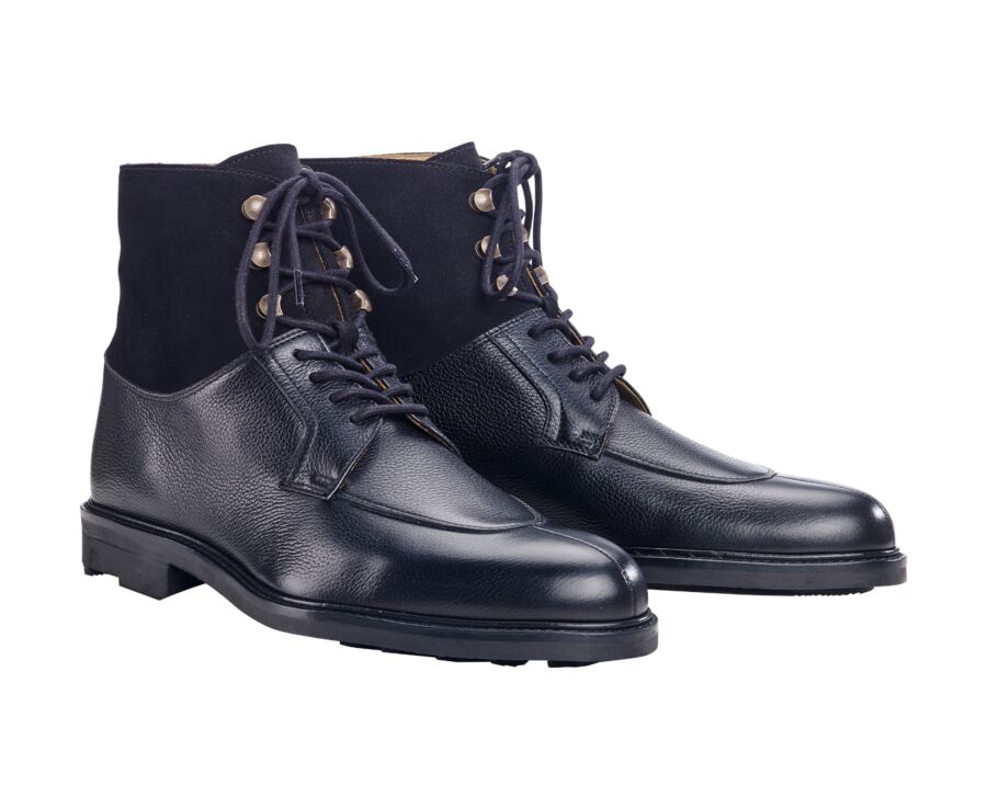 Black Grained Leather Boots - KENT HIGH GOMME COUNTRY