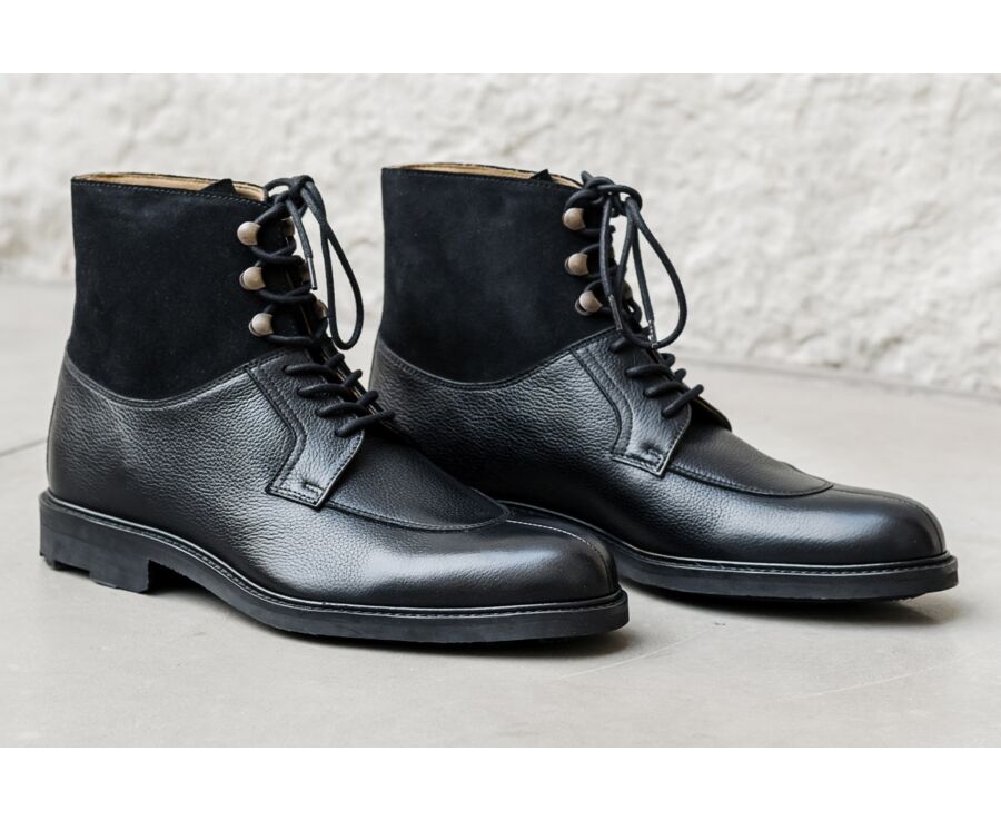 Black Grained Leather Boots - KENT HIGH GOMME COUNTRY