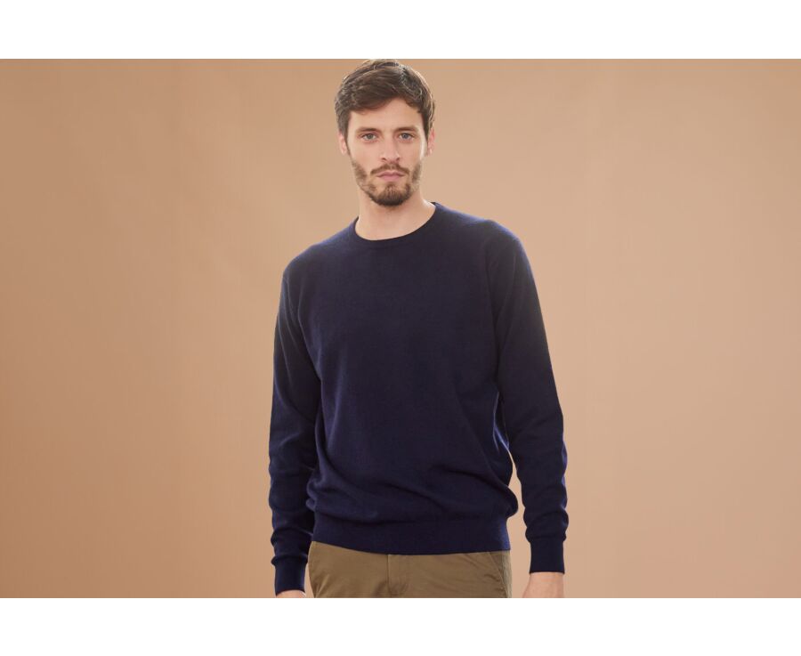 Navy round-neck wool jumper - CONAN