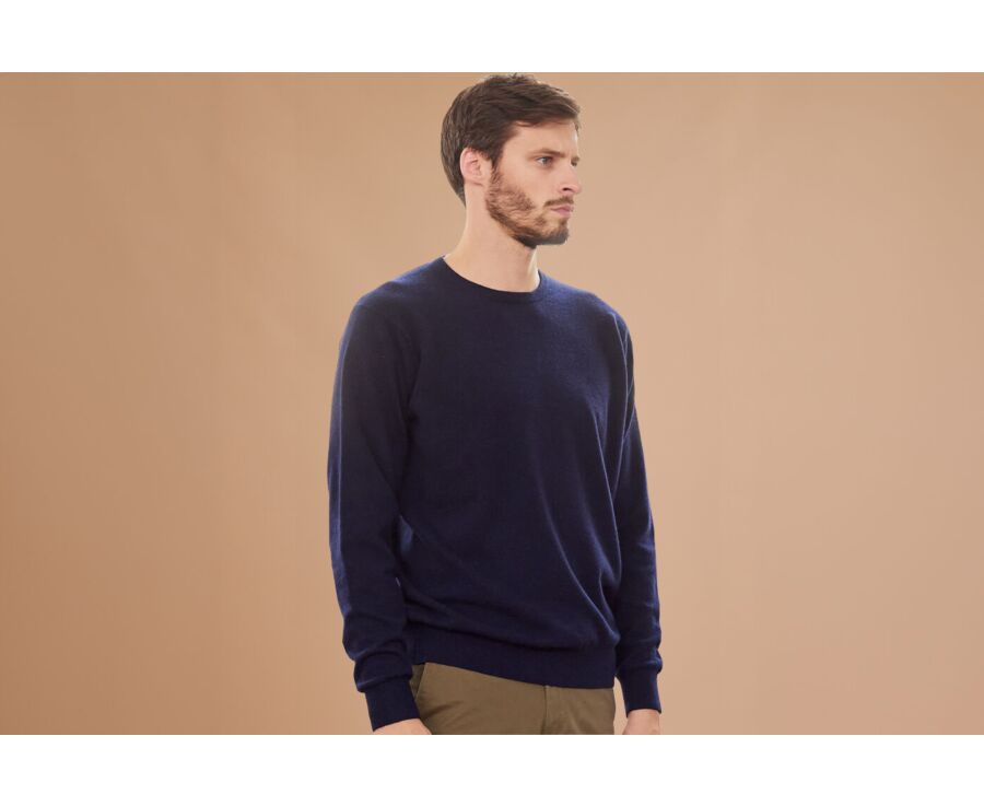 Navy round-neck wool jumper - CONAN