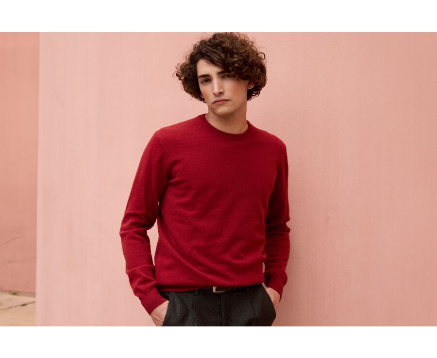 Red round-neck wool jumper - CONAN