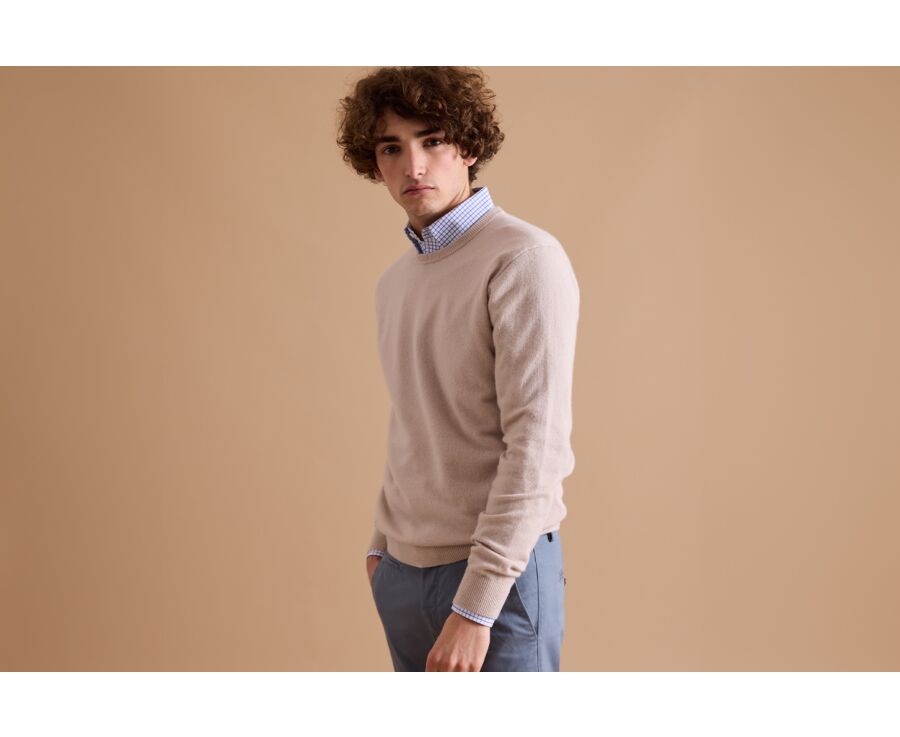Light beige round-neck wool jumper - CONAN