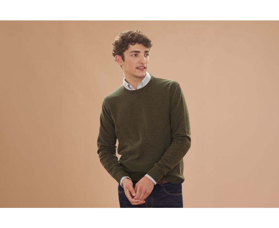 Green round-neck wool jumper - CONAN