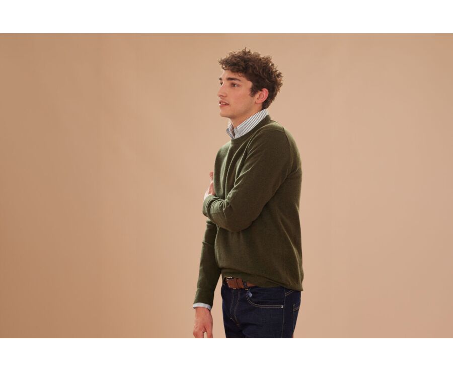 Green round-neck wool jumper - CONAN