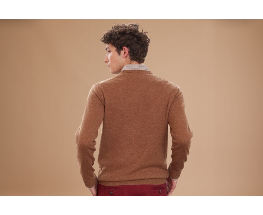 Melange Hazelnut round-neck wool jumper - CONAN