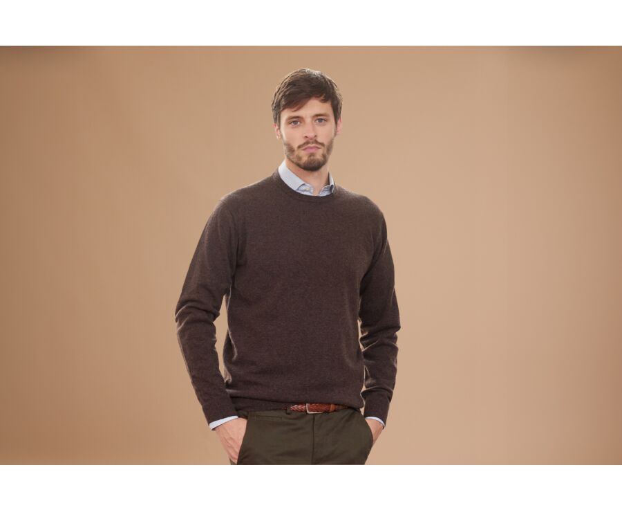 Dark Chocolate round-neck wool jumper - CONAN