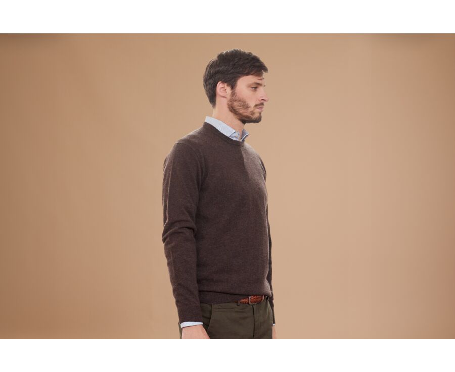 Dark Chocolate round-neck wool jumper - CONAN