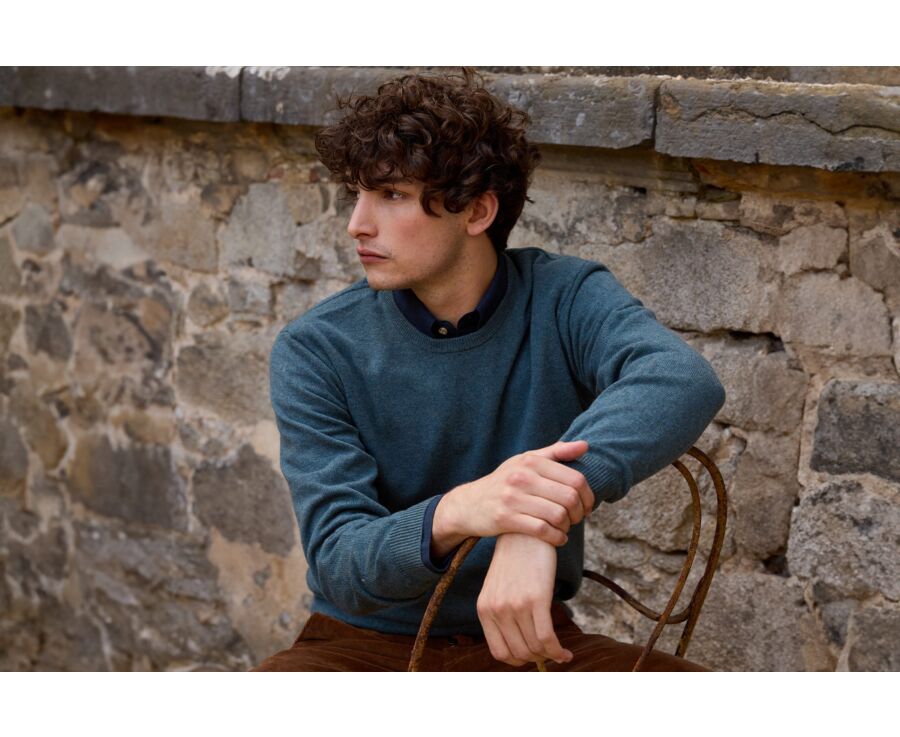 Green Melange round-neck wool jumper - CONAN