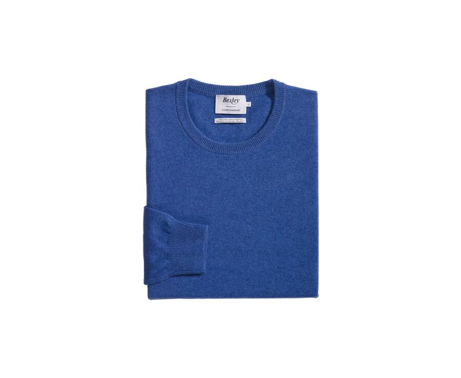 Mottled Jean Blue round-neck wool jumper - CONAN