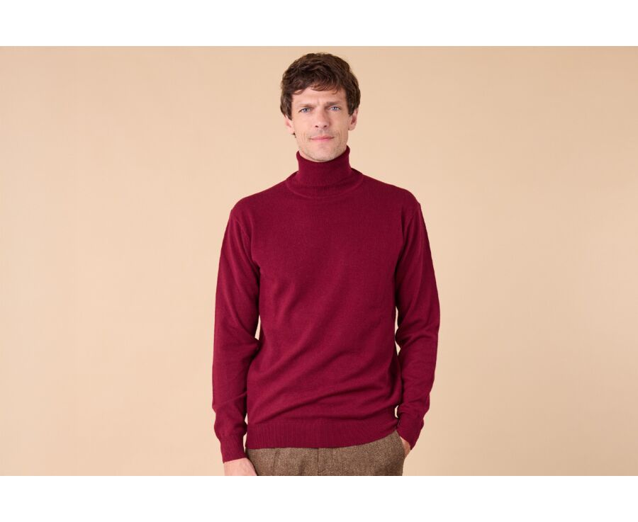 Men's roll-neck jumper – Burgundy - EMERIC
