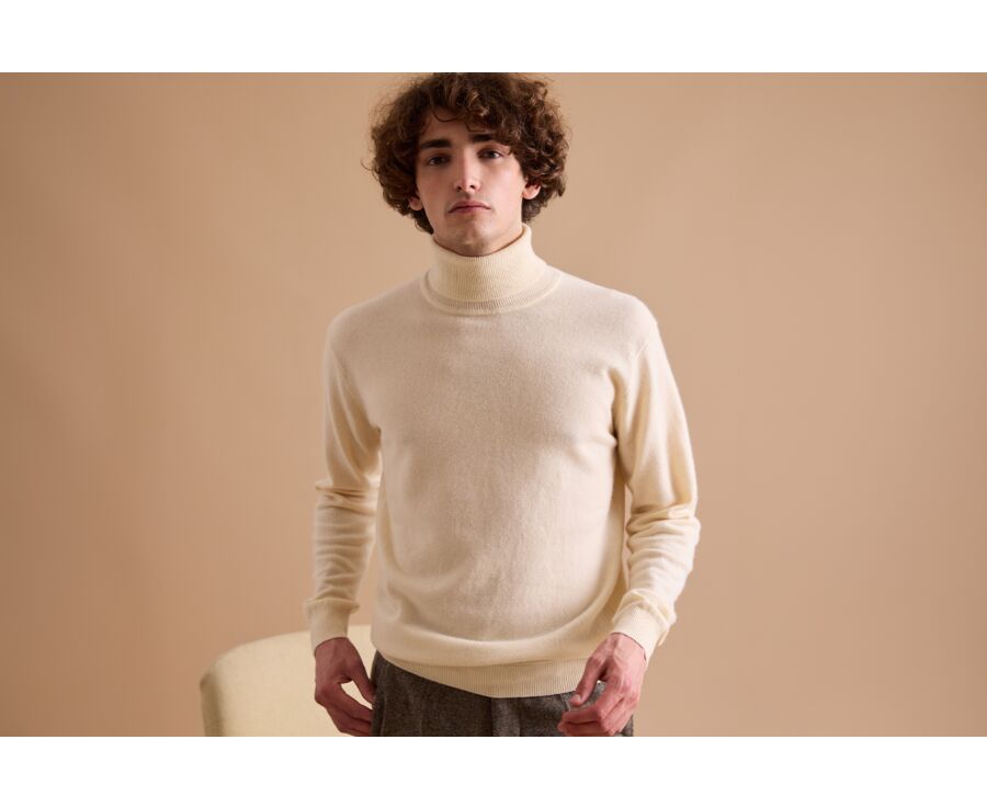 Ecru wool roll-neck jumper - EMERIC