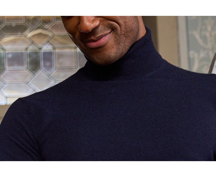Navy wool roll-neck jumper - EMERIC